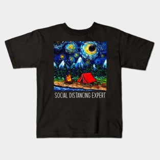 Social Distancing Expert Starry Night Camping Kids T-Shirt